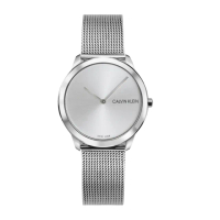 【Calvin Klein 凱文克萊】minimal系列 簡約白面銀框 銀色米蘭錶帶 手錶 情侶錶 CK錶 35mm(K3M221Y6)