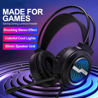 RGB luminous bass gaming headset Colorful Light Computer Wired Microphone Gaming Headset H130 Comput