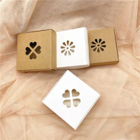 20Pcs Multi Color Paper Gift Package&amp;Display Box With Flower Shape Window Wedding Candy Boxes Kraft Paper Gift Packaging Boxes