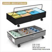 Under-bed locker storage box with wheels, rolling under-bed storage box, storage box