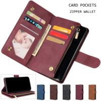 Luxury Leather Zipper Flip Wallet Case For Oppo Reno 2 CPH1907 Case Magnetic Mobile Retro Flip Card Stand Cover