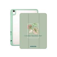 【Knocky 原創】iPad Air 4/5 10.9吋 草莓之星彩葉芋 墨植調畫作聯名保護殼(三折式硬底軟邊右側筆槽)