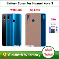 For Huawei Nova 3 Battery Cover Back Glass Rear Door Housing Case For Huawei Nova3 Battery Cover With Camera Lens