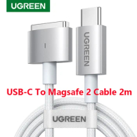 Ugreen LED Magnetic For usb c to magsafe 2 Charging Cable 2m For Apple MacBook pro air USB Type-c Nylon braided PD85W 60W 45W