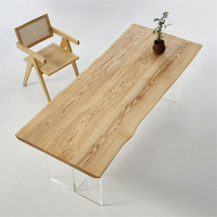 餐桌 白蠟木餐桌椅組合日式詫寂懸浮透明餐桌大板桌實木工作臺
