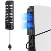 Cooling Fan 3 Levels Quiet Cooler Fan USB 2.0 Port LED Light Game Console Rear Cooling Fan for PS5 Slim Disc&amp;Digital Edition
