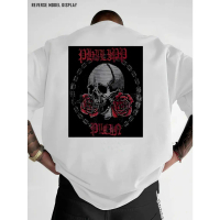 Gothic Skull & Roses Back Print Graphic T-Shirt | Dark Aesthetic Oversized Tee