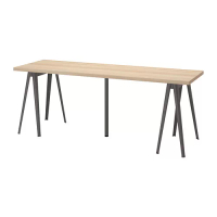 LAGKAPTEN/NÄRSPEL 書桌/工作桌, 染白橡木紋/深灰色, 200x60 公分