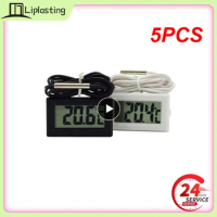 5PCS Mini LCD Digital Thermometer with Waterproof Probe Indoor Outdoor Convenient Temperature Sensor for Refrigerator Fridge