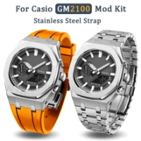 Watchband GM2100 gen5 Casioak Modification Kit Case Rubber Strap For Casio G-SHOCK GM2100 GM-2100 Stainless Steel Cover Band