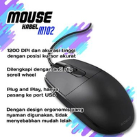 Mouse M102 Kabel Optical Office 1200DPI Akurasi Tinggi Ergonomis Anti Slip Scroll Plug & Play USB un