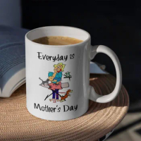 1pc 11oz Everyday Is Mother's Day Coffee Mug Mother's Day Ceramic White Mug Creative Coffee Cup Coffee Mug Birthday Gift