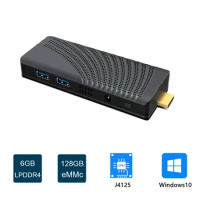 T6 PRO Portable Windows 10 Celeron J4125 Pocket Mini PC Stick LPDDR4 6GB 128GB 1000M LAN BT4K Mini Office Computer