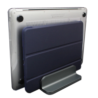【tFriend】適用手機平板Macbook雙槽鋁合金縷空支架 深灰色(手機架/平板筆電架/Mac手機架)