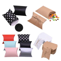 10/20/30pcs Kraft Paper Candy Boxes Cute Mini Pillow Cardboard Gift Box for Birthday Wedding Gifts Favor Packing Party Decor