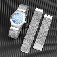 For Swatch Precision Steel Strap IRONY YGS749 Men Women Concave Mouth Metal Watch Chain Milan Mesh Watchband 12mm 17mm 19mm