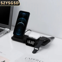 15W Wireless Charger Stand for iPhone 12 XS XR Wireless Fast Charger for Apple watch 6 5 Magnetic Charger for Airpods 4 in 1