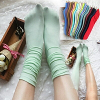 夏季薄款天鵝絨絲襪復古日系堆堆襪韓國襪套糖果色原宿女中筒襪子
