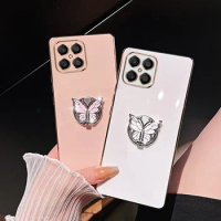 3D Butterfly Stand Holder Plating Case For Huawei Nova 11 5T 10 9 8 7 Pro SE Y90 Y70 7i 8i 7SE 9SE Soft Silicon Shockproof Cover