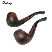 Best Ebony Wood Pipe 9mm Filte Smoking Pipe Chinese Style Tobacco Pipe Handmade Bent Wooden Pipe Smoke Accessories