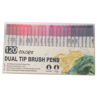 Fine Liner Dual Tip Brush Pen Felt-Tip Pen Drawing Painting Watercolor Art Marker Pens School Supplies