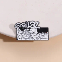 Gorillaz Rock Band Commemorative Brooch Enamel Black White Cartoon Badge Metal Backpack Clothing Lapel Pins Gift Wholesale