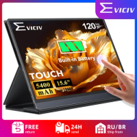 EVICIV 120HZ Rechargeable Portable Monitor 15.6'' Touchscreen Built-in Battery 1080P USB C OTG HDMI Gaming Display for Laptop PC
