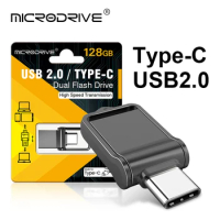 Wholesale Black/Sliver 2 in 1 Mini 128GB USB 2.0 Flash Drive OTG Type C Memory Stick 64gb Pen Drive U Disk Waterproof 32GB