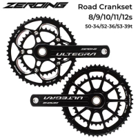ZEROING Road Bike Crank GXP Crankset 170/172.5/175mm CNC 50-34/52-36/53-39T Double Chainring for Shimano ULTEGRA 12s Crankset