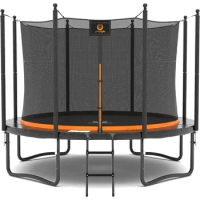 Trampoline for Kids and Adults 12 FT, Outdoor Trampoline with Net - Straight Poles Outside Fun Exercise, Ladder, Trampoline