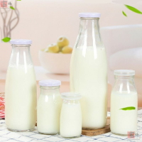奶吧專用玻璃鮮奶瓶杯子奶瓶鐵蓋空瓶酸奶奶瓶子蓋子透明羊奶瓶子