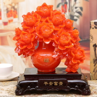 花開富貴牡丹花瓶結婚慶禮品樹脂工藝品家居玄關擺件小裝飾新中式