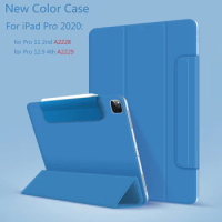 For iPad Pro 11 Case Tri-fold magnet Back Protector Buckle clip For iPad Pro 12.9 Case for M1 Pro 11 2021 Cover For A2377 A2378