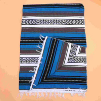 Blended Mexican Blanket Yoga Mat Cape Yoga Bolsters for Bedroom Sofa Car (Blue, 130x180cm)