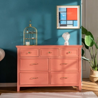 【免運🚛】自觀珊瑚橘 美式輕奢實木客廳鬥櫃抽屜收納櫃臥室傢具儲物梳妝櫃