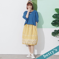 betty’s貝蒂思　鬆緊抽繩刺繡蕾絲裙(黃色)
