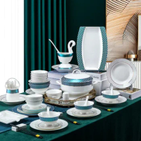 Jingdezhen dish set European style bowls and chopsticks bone china tableware gift bone china tableware