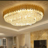 Free Shipping Oval Golden Modern Led Ceiling Lamp Flush Mount Crystal Ceiling Lights 90-265V 9W Hallway Bed Room Foyer Lighting