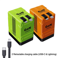 [US warehouse]2PCS W&O 4-in-1 GaN Compatible 120W Fast Charger with Retractable Type-C & Lightning C