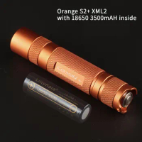 Convoy S2+ Orange XML2 U2-1A EDC LED Flashlight,torch,lantern,with 18650 3500mAH battery inside