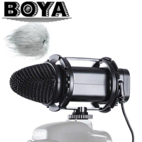 BOYA BY-V02 Stereo Compact Condenser Microphone for Canon Nikon Sony DSLR Cameras, Camcorder, Audio recorders