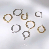 earika.earrings - venti basic hoop ต่างหูห่วงหนาเงินแท้ (มีให้เลือก 2 สี 2 ขนาด) เหมาะสำหรับคนแพ้ง่า