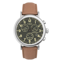 【TIMEX】天美時 復刻系列 三眼計時手錶(橄欖綠x棕 TXTW2V27500)