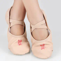 Black Pink Ballet Dance Shoes Children Adult Ballet Slippers Pu Leather Shoes Embroideried Ballet Soft Shoes