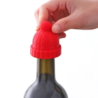 Silicone Wine Stoppers Bar Tools Christmas Wine Caps Reusable Wine Saver Bottle Sealer Airtight Plug Safe Wine Cork