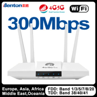 Benton 4G 5G LTE Router with SIM Card Slot CAT4 300Mbps Portable Wireless Router 2.4Ghz WiFi Modem 5g SIM WiFi Router Gigabit