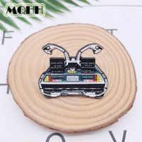 Creative Vintage Geometric Time Machine Enamel Pins Music CD Radio Color Alloy Brooch Badge Punk Accessories Jewelry Gift