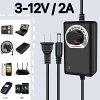 Adjustable Power Adaptor Dimmer 3V-12V 2A Switching Power Supply Adjustable Adaptor Dimmer AC TO DC
