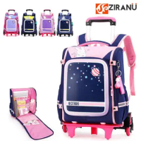 School backpack with wheels for girls 2021 school student Rolling backpack bag on wheels Children school Trolley Bag for kids