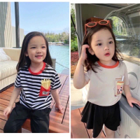 【安朵童舖】現貨韓版兒童夏季立體印花短袖上衣女童立體珍珠奶茶上衣寶寶短袖上衣男童立體薯條上衣(023